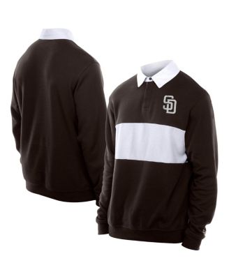 New Era - Men's Dark Brown San Diego Padres Throwback Prep Color block Rugby Polo Shirt