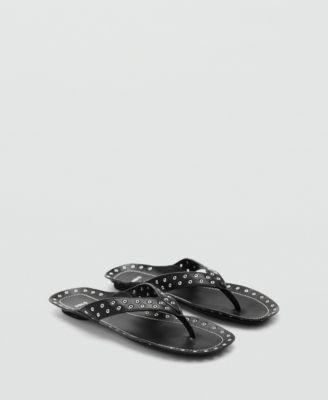 MANGO - Women's Die-Cut Leather Sandals