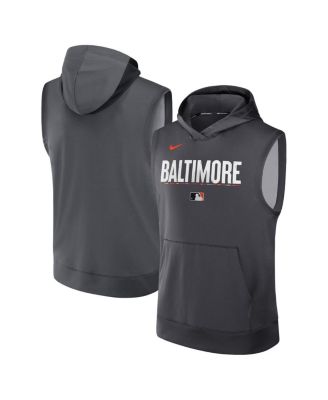 Nike - Men's Anthracite Baltimore Orioles Authentic Collection City Connect Performance Sleeveless Pullover Hoodie