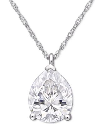 Macy's - Lab-Created Moissanite Pear-Cut 17" Pendant Necklace (3-1/4 ct. t.w.) in 14k White Gold