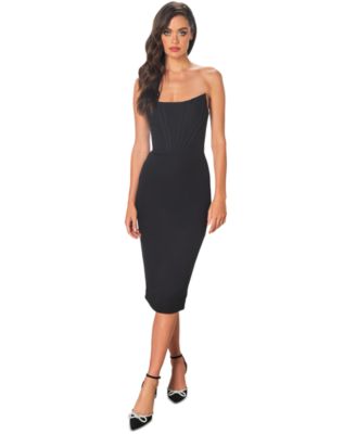 Dress the Population - Women's Corset Strapless Midi Dress