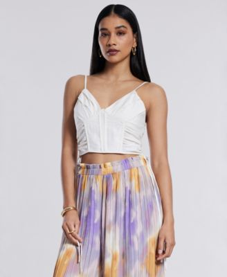 BCBG NEW YORK - Women's Sleeveless Shirred Crop Top