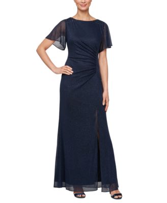 SL Fashions - Women's Round-Neck Flutter-Sleeve Gown