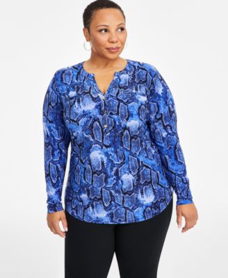 I.N.C. International Concepts - Plus Size Printed Long-Sleeve Blouse