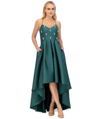 Eliza J - Women's Beaded-Bodice Pleated High-Low Gown