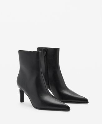 MANGO - Women's Leather Pointed Ankle Boots