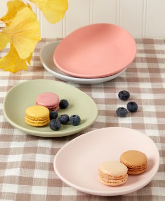Haven - 7" Egg-Shaped Solid-Color Stoneware Plates, Set of 4