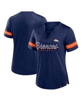 Fanatics - Women's Navy Denver Broncos Play Script Lace-Up T-Shirt