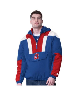 Starter - Men's Royal Atlanta Braves Cooperstown Collection Charger Half-Zip Jacket