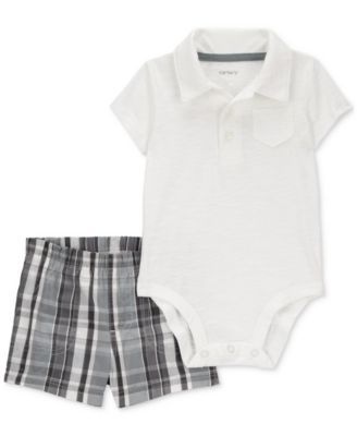 Carter's - Baby Boys Cotton Polo Bodysuit & Shorts, 2 Piece Set