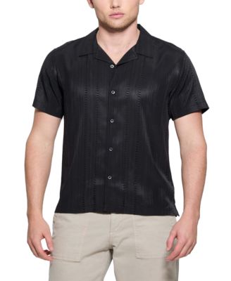 GUESS - Men's Roma Textured Short Sleeve Button-Front Camp Shirt