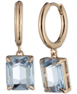 Lauren Ralph Lauren - Gold-Tone Light Blue Stone Huggie Drop Earrings