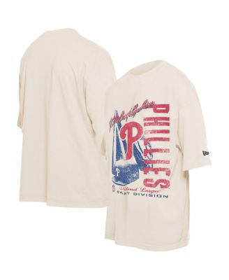 New Era - Men's  Cream Philadelphia Phillies Cooperstown Collection Oversized Throwback Distressed T-Shirt