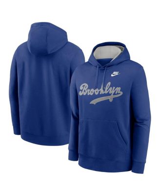 Nike - Men's Rush Blue Brooklyn Dodgers Rewind Club Logo Pullover Hoodie