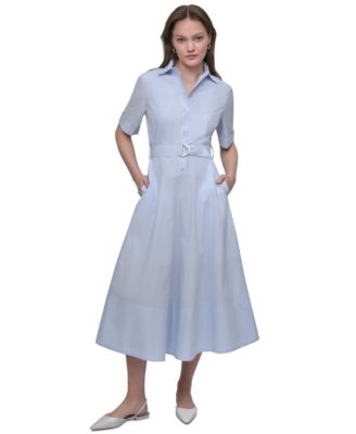 DKNY Jeans - Women's Dropped Waist Button-Front Collared Dress