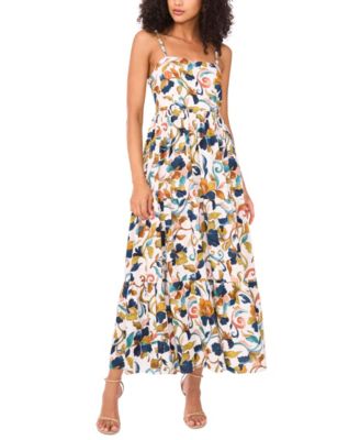 MSK - Women's Printed Sleeveless Tiered Maxi Dress