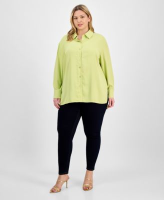 I.N.C. International Concepts - Plus Size Collared Split-Side Shirt
