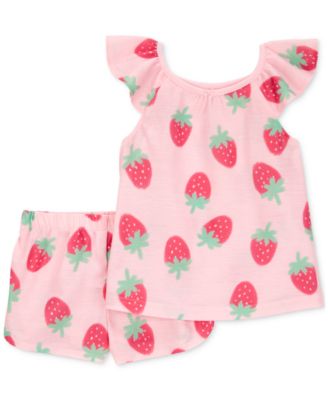 Carter's - Toddler Girls Strawberry-Print Loose-Fit 2-Piece Pajamas