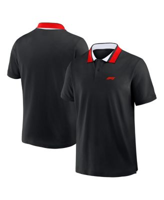 Formula 1 - Men's Black Tempo Halftone Grid Badge Tipped Pique Polo Shirt
