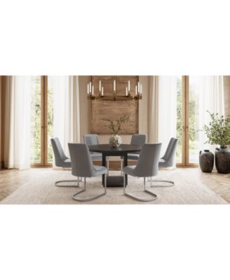 Furniture - Tivie 7-Pc. Dining Set (Round Table & 6 Metal Dining Chairs)