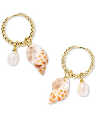 Kendra Scott - Gold-Tone Oleana Spotted Shell Huggie Drop Earrings