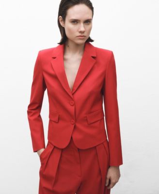 MANGO - Women's Wool-Blend Suit Jacket