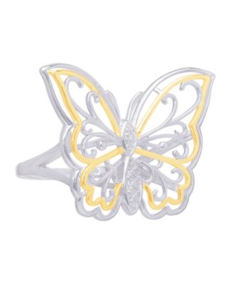 Macy's - Diamond Accent Butterfly Ring in Fine Gold and Silver Plate