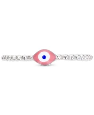 Macy's - Evil Eye Hand-Painted Enamel Beaded Ring in Sterling Silver