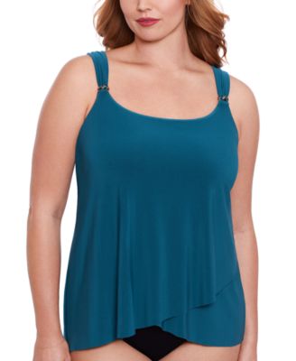 Miraclesuit - Plus Size Razzle Dazzle Asymmetrical-Drape Tankini Top