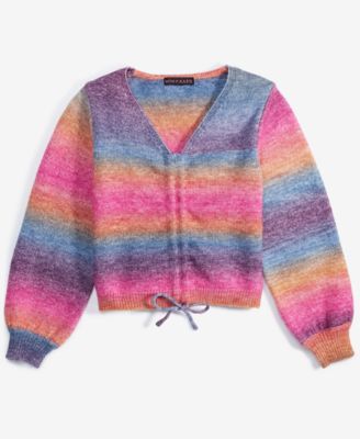 With Jules - Big Girls Drawstring Rainbow Sweater