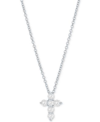 Macy's - Diamond Petite Cross Pendant Necklace (1/3 ct. t.w.) in 14k Gold, 16" + 2" extender