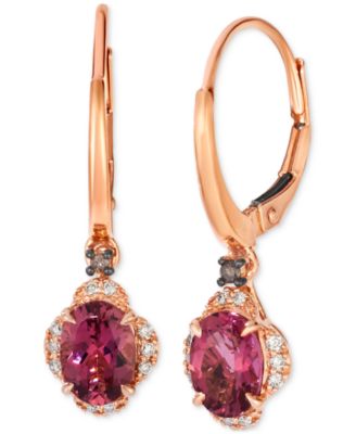Le Vian - Passion Fruit Tourmaline (1-3/8 ct. t.w.) & Diamond (1/10 ct. t.w.) Drop Earrings in 14k Rose Gold