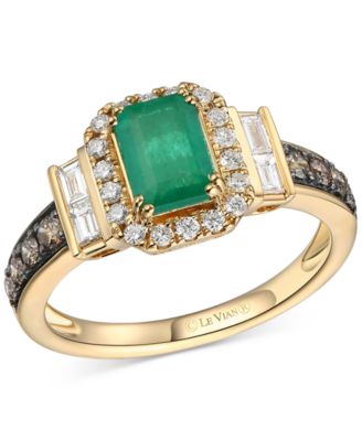 Le Vian - Emerald (5/8 ct. t.w.), Vanilla Diamond (1/8 ct. t.w.) & Chocolate Diamond (1/5 ct. t.w.) Ring in 14k Honey Gold