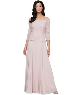 Alex Evenings - Petite Lace Top Off-The-Shoulder Gown