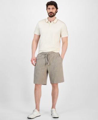 GUESS - Men's Relaxed-Fit Textured Botanical Jacquard 10" Shorts