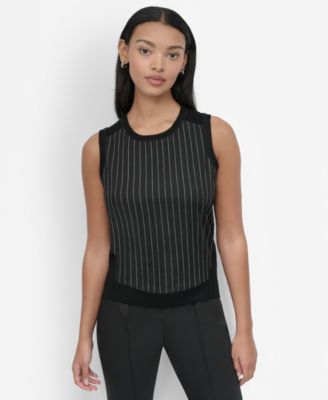 DKNY - Petite Mixed Media Sleeveless Knit Top