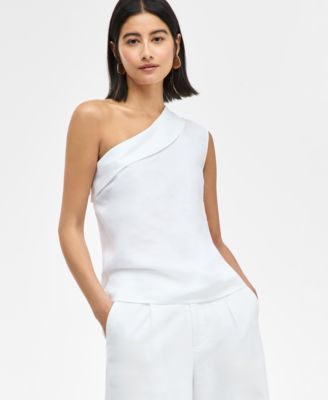 I.N.C. International Concepts - Women's Linen-Blend One-Shoulder Top