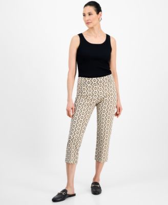 JM Collection - Women's Kayla Printed Pull-On Capri Pants