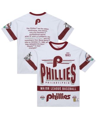 Mitchell & Ness - Men's White Philadelphia Phillies Cooperstown Collection Team Origins Premium T-Shirt