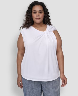 DKNY - Plus Size Twisted-Neck Sleeveless Blouse