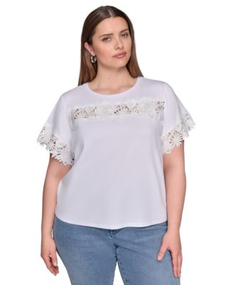 KARL LAGERFELD PARIS - Plus Size Cutout Knit Top