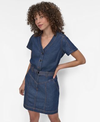 DKNY - Women's Button-Front Denim Mini Dress