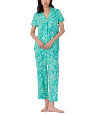 Lauren Ralph Lauren - Women's Short-Sleeve Notch-Collar Cropped Pajama Set