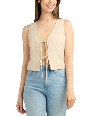 BCX - Juniors' Striped Tie-Front Vest