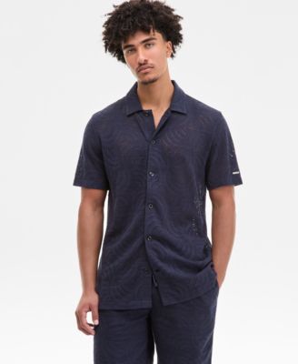 KARL LAGERFELD PARIS - Men's Open-Weave Jacquard Shirt