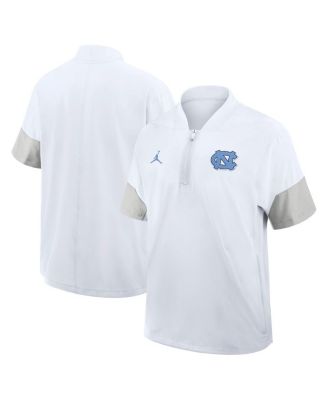 Jordan - Men's White North Carolina Tar Heels 2025 Sideline Short Sleeve Quarter-Zip Coach Jacket